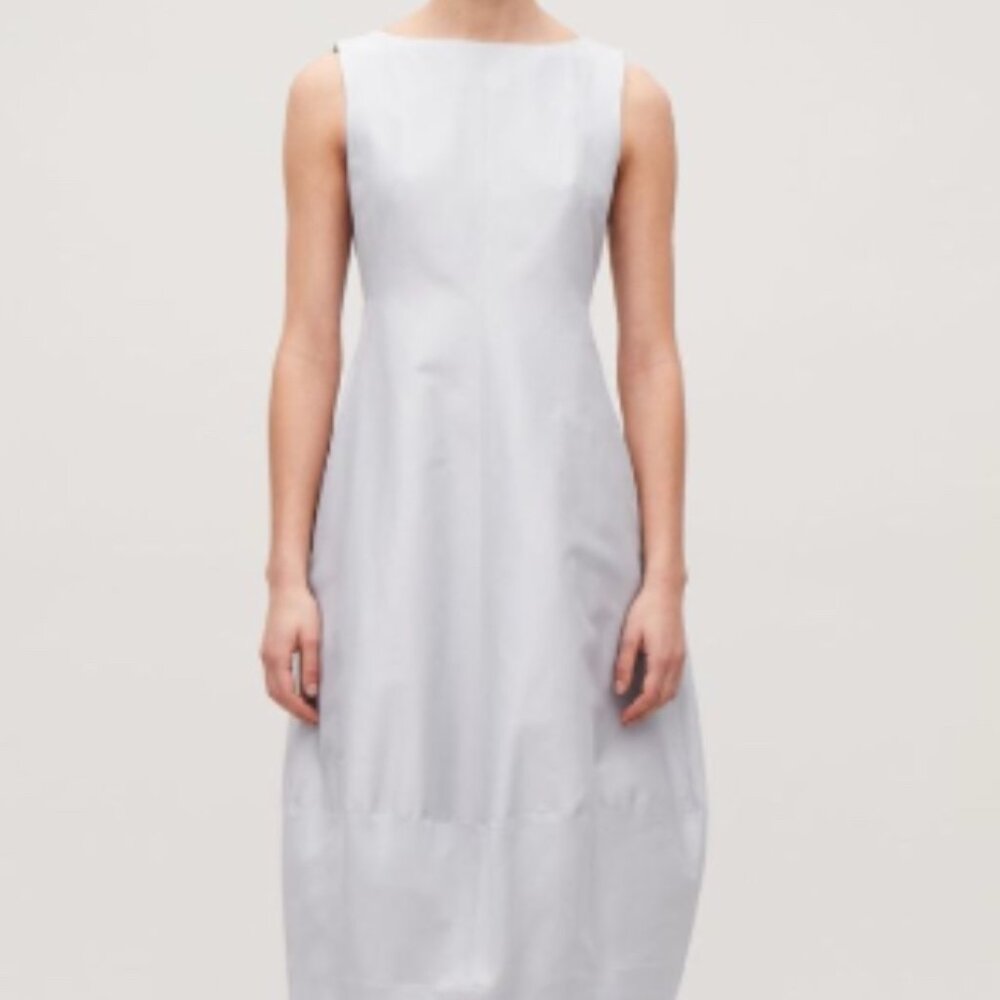 COS cotton silk cocoon midi dress gray Size 4 contemporary classic tailored